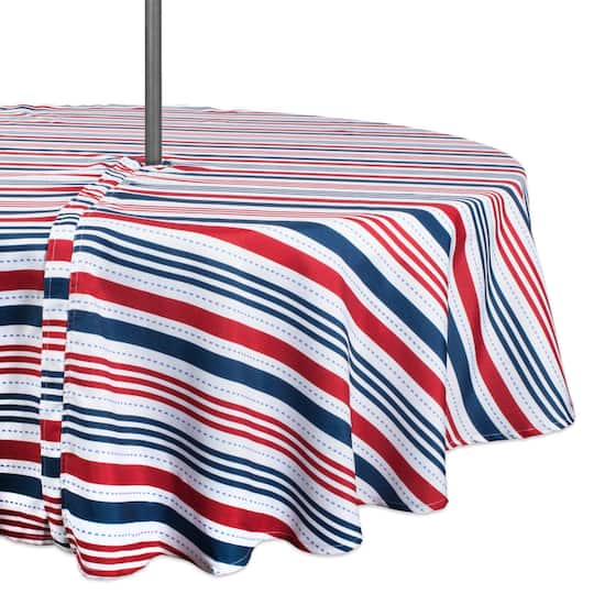 DII&#xAE; 52&#x22; Patriotic Stripe Outdoor Tablecloth with Zipper